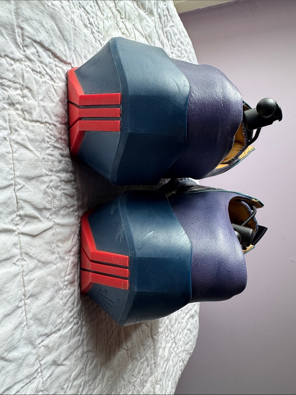 John Fluevog Navy, Green, and Yellow Leather Oxfords - Picture 11 of 13